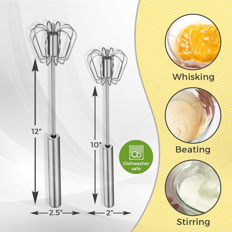 AZUSY Semi Automatic Stainless Steel Kitchen Whisk Set. Hand Push Egg Beater, Kitchen Wisk Tool for Blending, Mixing, Beating, Stirring, and Whisking Home & Garden > Kitchen & Dining > Kitchen Tools & Utensils AZUSY   