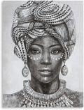 B BLINGBLING African American Wall Art Women with Traditional Earrings Diamond Paintings Black Women for Wall African Wall Decor for Bedroom (12"x16"x1 Panel) Home & Garden > Decor > Artwork > Sculptures & Statues B BLINGBLING African American Women With Headband 12"x16"x1 