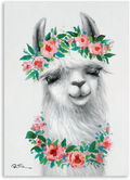 B BLINGBLING Llama Pictures Wall Decor: Alpaca with Flower Crown Bathroom Decor Wall Art Animal Wall Art with Frame and Ready to Hang (12"x16"x1 Panel) Home & Garden > Decor > Artwork > Sculptures & Statues B BLINGBLING Llama Flower Crown 12"x16"x1 
