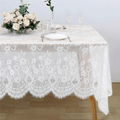 B-COOL 60 X120 Inch Classic White Wedding Lace Tablecloth Lace Tablecloth Overlay Vintage Embroidered Lace Overlay for Rustic Wedding Reception Decor Spring Summer Outdoor Party Arts & Entertainment > Hobbies & Creative Arts > Arts & Crafts B-COOL Pure White 5pcs 