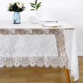 B-COOL 60 X120 Inch Classic White Wedding Lace Tablecloth Lace Tablecloth Overlay Vintage Embroidered Lace Overlay for Rustic Wedding Reception Decor Spring Summer Outdoor Party Arts & Entertainment > Hobbies & Creative Arts > Arts & Crafts B-COOL Solid White 2pcs 