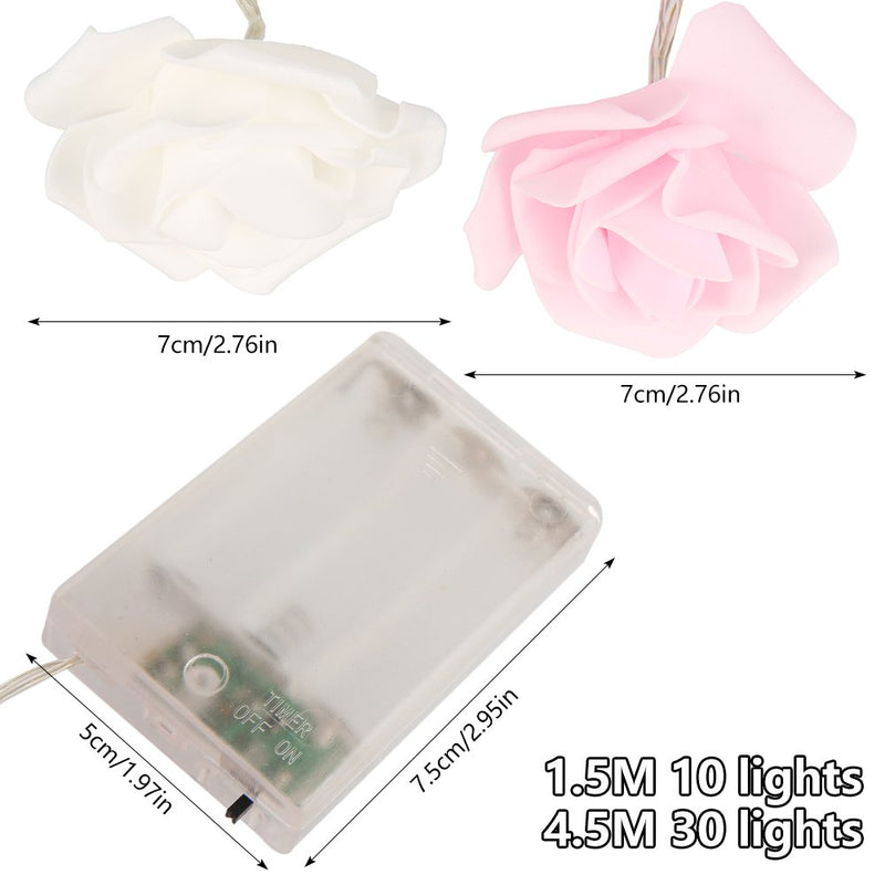HOTBEST 10 Led Battery Operated String Romantic Flower Rose Fairy Light Lamp Outdoor for Valentine'S Day, Wedding, Room, Garden, Christmas, Patio, Festival Party Decor Warm White Home & Garden > Decor > Seasonal & Holiday Decorations HOTBEST   