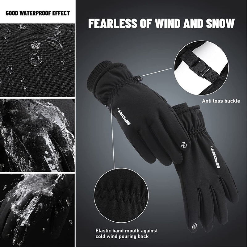 Cycling-Gloves Full Finger Road Bike Thermal Mittens Touchscreen Winter Warm-Gloves Mountain Riding Workout Motorcycle Running for Men Sporting Goods > Outdoor Recreation > Boating & Water Sports > Swimming > Swim Gloves MengK   
