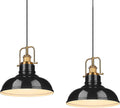 Zeyu 2 Pack Farmhouse Pendant Lights, 11-Inch Industrial Ceiling Pendant Light Fixture with Metal Dome Shade, Gold Finish, 016-1-2PK BG Home & Garden > Lighting > Lighting Fixtures zeyu Black and Gold  