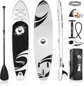 Serenelife Inflatable Stand up Paddle Board (6 Inches Thick) with Premium SUP Accessories & Carry Bag | Wide Stance, Bottom Fin for Paddling, Surf Control, Non-Slip Deck | Youth & Adult Standing Boat Sporting Goods > Outdoor Recreation > Fishing > Fishing Rods SenerelifeHome Gray and Black Paddle Board 