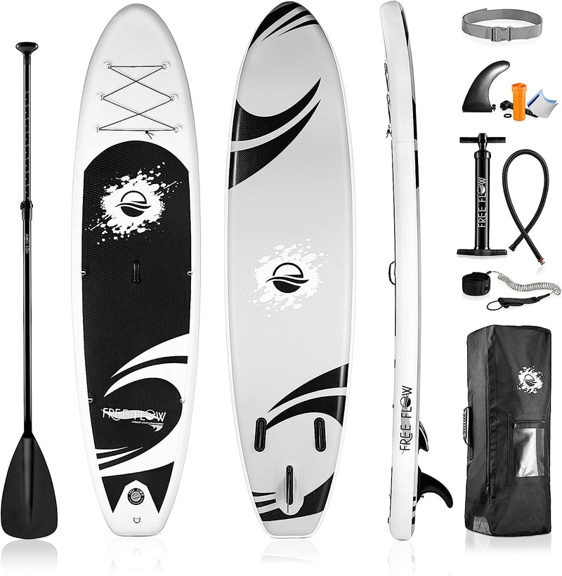 Serenelife Inflatable Stand up Paddle Board (6 Inches Thick) with Premium SUP Accessories & Carry Bag | Wide Stance, Bottom Fin for Paddling, Surf Control, Non-Slip Deck | Youth & Adult Standing Boat Sporting Goods > Outdoor Recreation > Fishing > Fishing Rods SenerelifeHome Gray and Black Paddle Board 