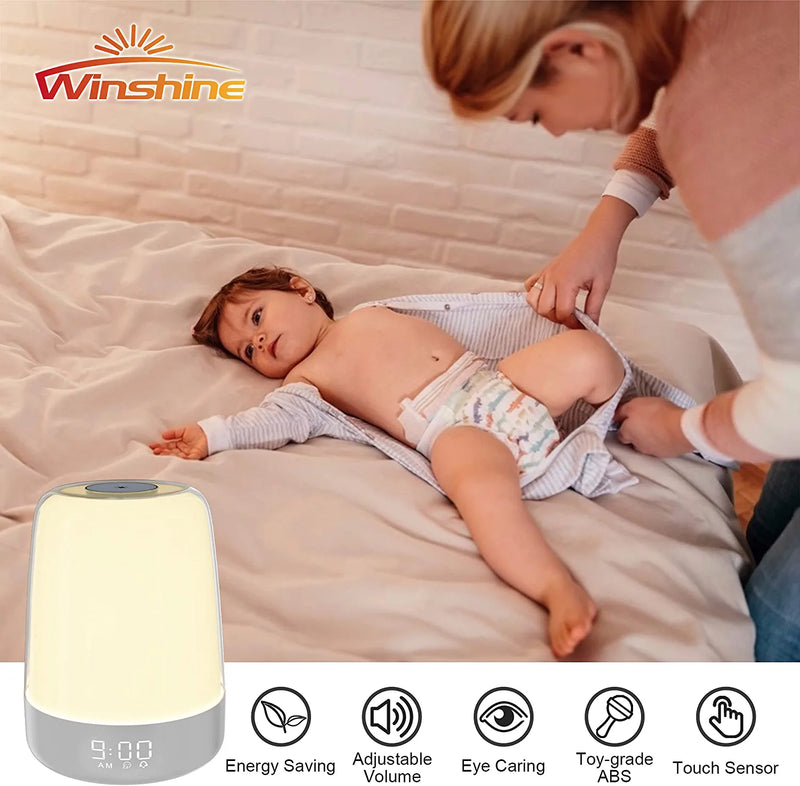 Winshine Touch Wake up Night Light with Sunrise Simulation Alarm Clock, 3 Ways Dimmable Warm White Bedside Lamp for Kid Bedrooms RGB Ambient Table Nightstand Light,Sleep Aid Snooze Timer Mode Home & Garden > Lighting > Night Lights & Ambient Lighting winshine   