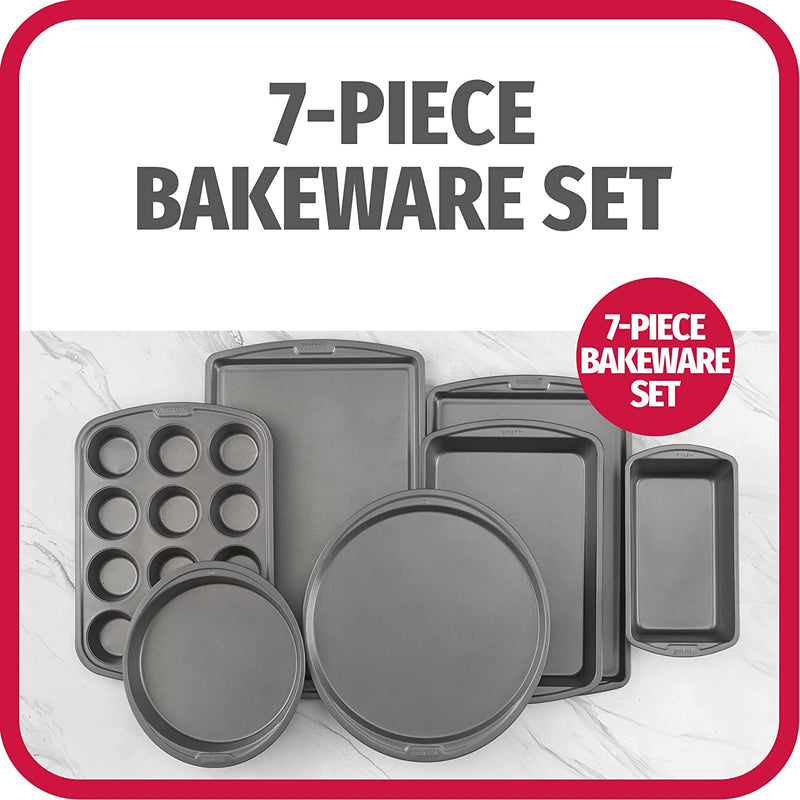 Goodcook 7-Piece Assorted Non-Stick Steel Bakeware Set, Gray