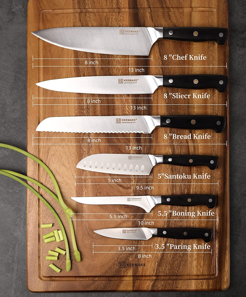 KEEMAKE Kitchen Knife Set without Block, Professional Sharp Chef Knife Set with Gift Box, German 4116 Stainless Steel Cooking Knives Set for Kitchen with Pakkawood Handle, 6 Piece Home & Garden > Kitchen & Dining > Kitchen Tools & Utensils > Kitchen Knives KEEMAKE   