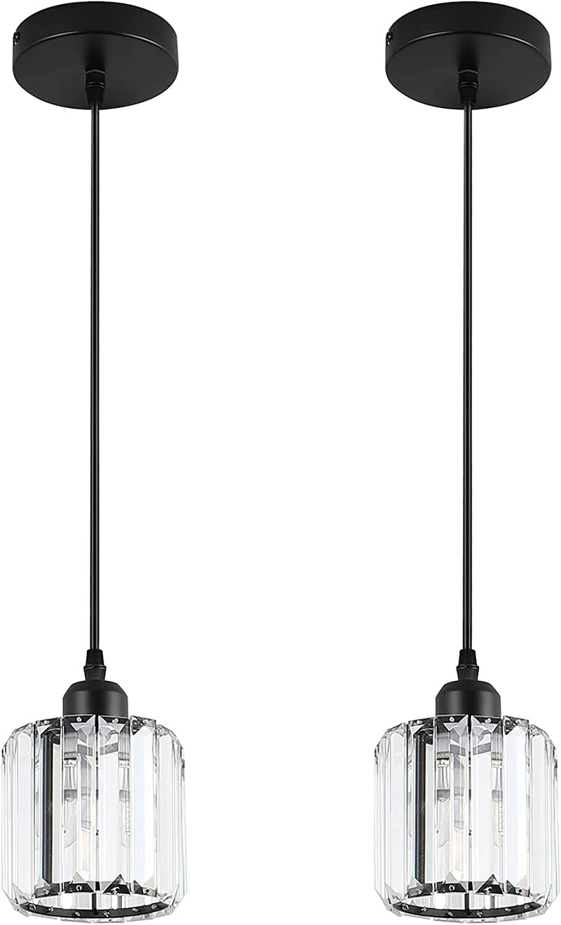 Ralbay Industrial Black Glass Pendant Lights Industrial Kitchen Island Lighting Fixtures with Clear Globe Glass (2 Pack, Exclude Bulb) Home & Garden > Lighting > Lighting Fixtures Ralbay Black Crystal Shade Pendant 