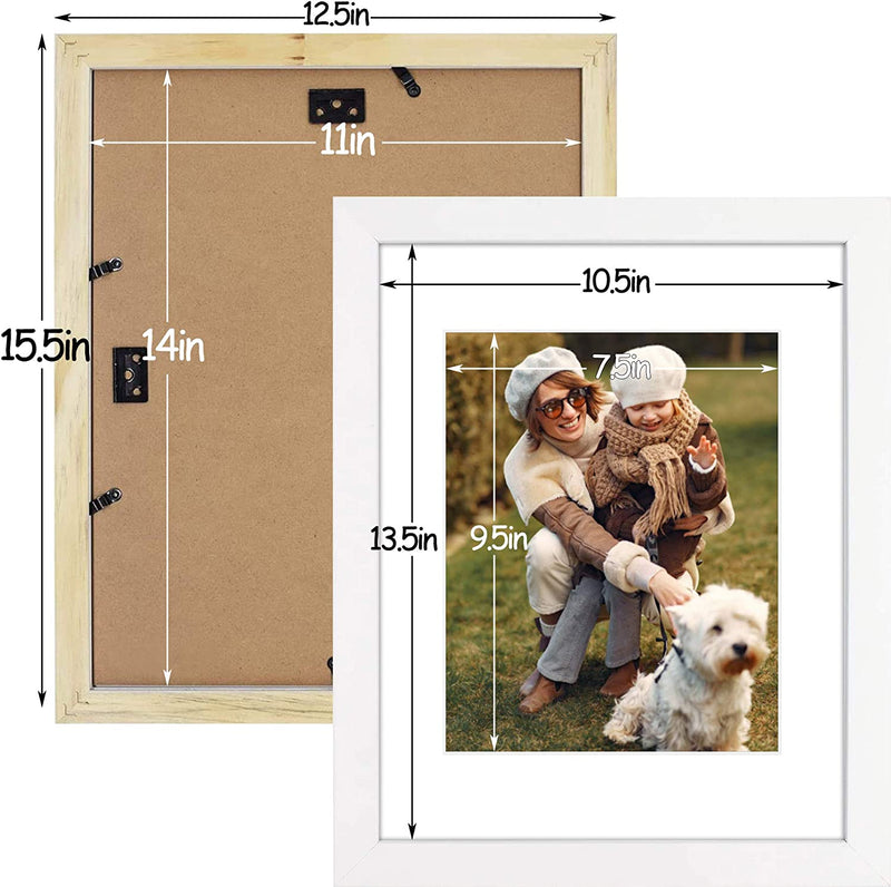 Golden State Art, 11X14 White Photo Wood Collage Frame, for (1) 8X10 with Real Glass and White Mat