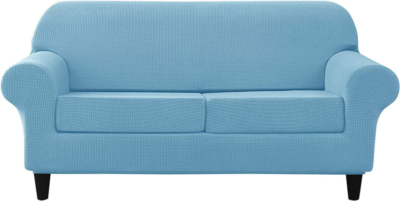 Stretch Sofa Slipcover, Soft Jacquard Sofa Covers for 3 Cushion Couch Washable Furniture Protector for Pets & Kids (Azure, M) Home & Garden > Decor > Chair & Sofa Cushions CONRUSER   