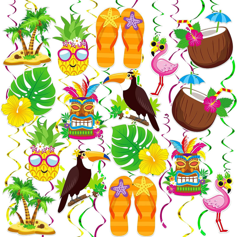 Katchon, Tropical Hanging Swirls Decoration - Pack of 30, No DIY | Tropical Birds Decorations, Hawaiian Party Decorations | Tropical Party Decorations, Luau Party Decorations | Bird Party Decorations