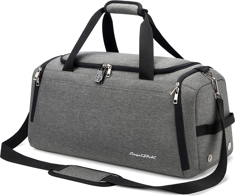 Gym Bag for Women & Men, Travel Duffel Bag for Sports, Gyms and Weekend Getaway, Waterproof Dufflebag with Wet Pocket & Shoes Compartment, Lightweight Carryon Gymbag Home & Garden > Household Supplies > Storage & Organization kasibon Gray  
