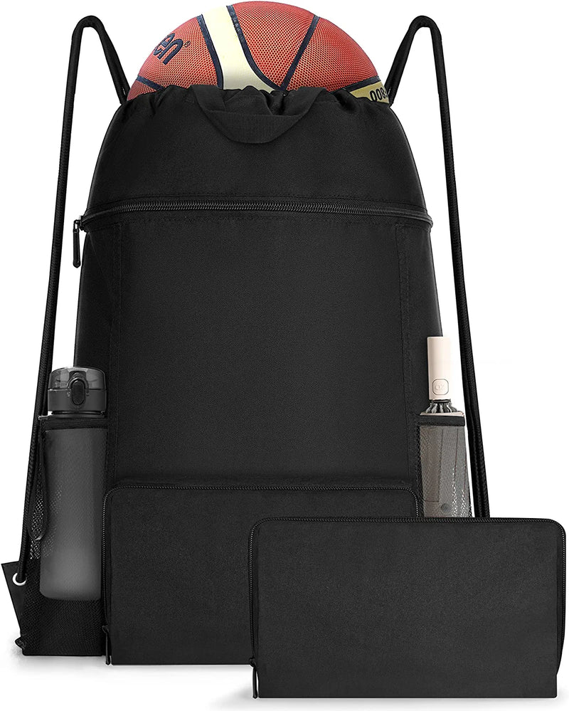 Noozion Drawstring Backpack with Wet Pocket Sport Gym String Bag Sackpack Water Resistant Nylon for Women Men Children