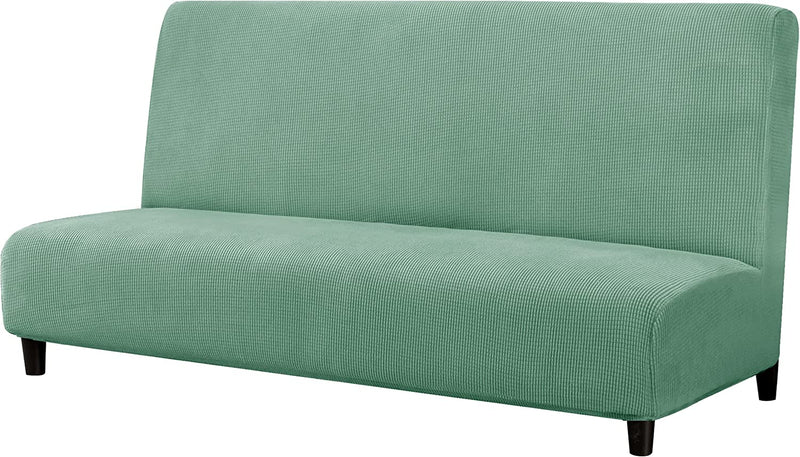 Subrtex Stretch Armless Sofa Slipcover Foldable Futon Cover Sofa Bed Washable Removable Furniture Protector (Celadon) Home & Garden > Decor > Chair & Sofa Cushions SUBRTEX Dark Cyan  