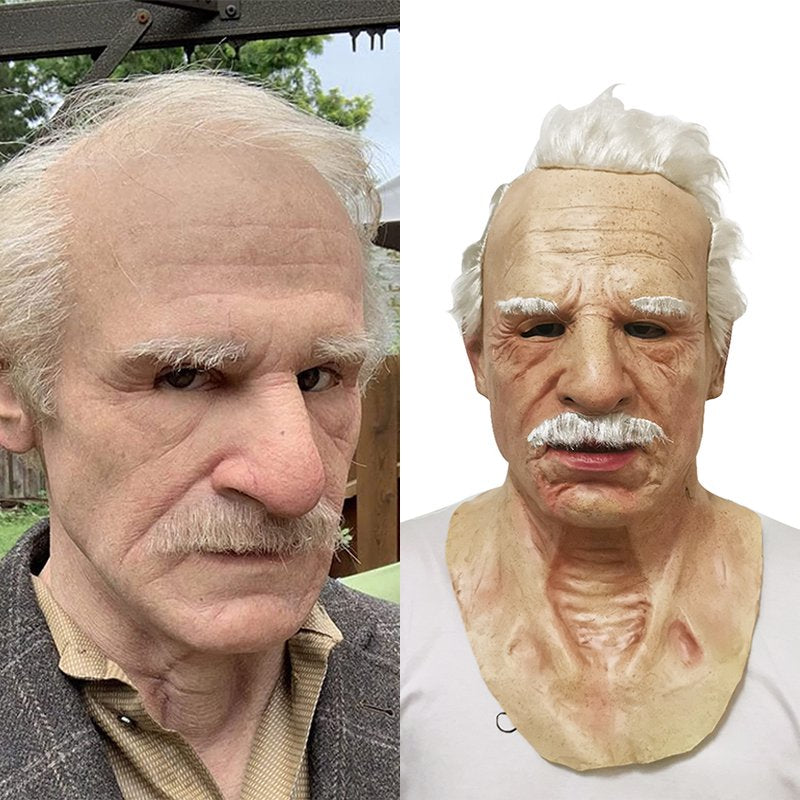 Old Man Mask Latex Halloween Cosplay Party Realistic Full Face Masks Headgear Apparel & Accessories > Costumes & Accessories > Masks Oak Leaf Beige  