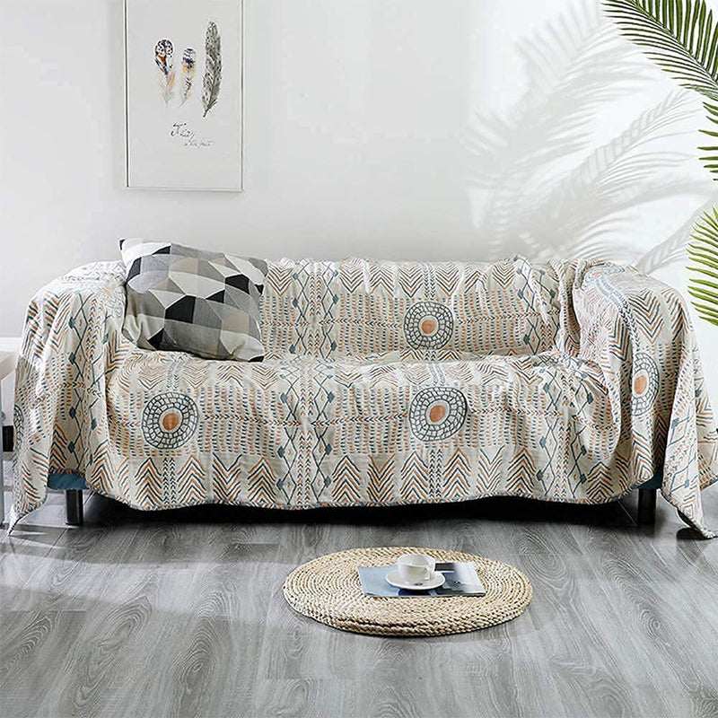 ROOMLIFE 5 Layers of Cotton Sofa Covers for 2 Cushion Couch Sectional Couch Cover Blanket for Dogs Bohemian Decor Furniture Covers Sofa Slipcovers, 59"X 102" Home & Garden > Decor > Chair & Sofa Cushions ROOMLIFE Ly6 Large 