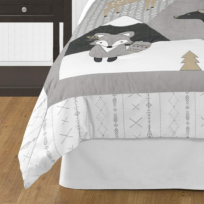 Sweet Jojo Designs Beige Grey White Boho Mountain Animal Unisex Boy or Girl Full Queen Size Kid Childrens Bedding Comforter Set for Gray Woodland Forest Friends Collection - 3 Pieces - Deer Fox Bear Home & Garden > Linens & Bedding > Bedding Sweet Jojo Designs   