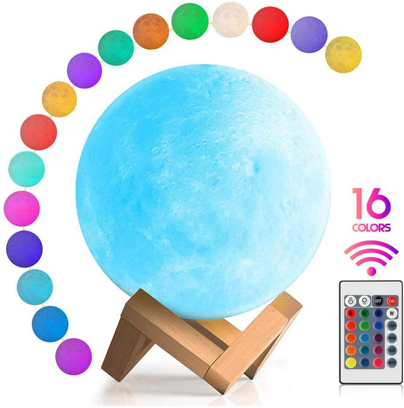 Moon Lamp, 16 Colors 5.9 Inch 3D Print LED Galaxy Moon Light Dimmable Remote Touch Tap Control& USB Rechargeable, Night Lights for Kids Lover Friends Valentine'S Day Birthday Christmas Gifts Home & Garden > Decor > Seasonal & Holiday Decorations Fieldworks Supply   
