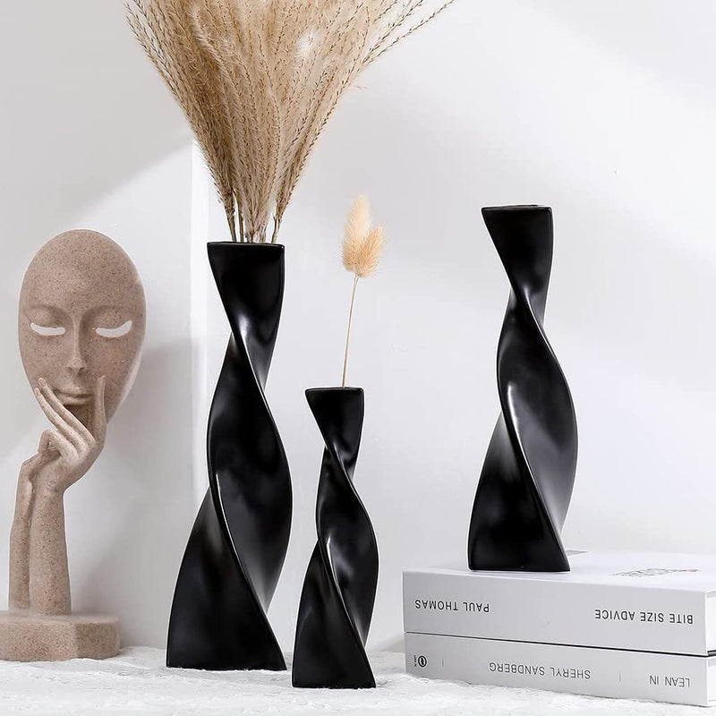 White Vases for Decor, Ceramic Vase Twist Modern Home Decor Vases for Centerpieces, Flower Decorative Vase, Pampas Grass Vase, 3Pcs Minimalist Nordic Boho Ins Style for Wedding Table Party Living Room Sporting Goods > Outdoor Recreation > Cycling > Cycling Apparel & Accessories > Bicycle Helmets Domyniksea Metallic Grey Black  