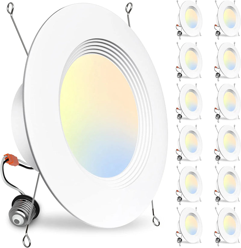 BBOUNDER 12 Pack 5/6 Inch LED Recessed Downlight, Baffle Trim, Dimmable, 12.5W=100W, 5000K Daylight, 950 LM, Damp Rated, Simple Retrofit Installation -No Flicker