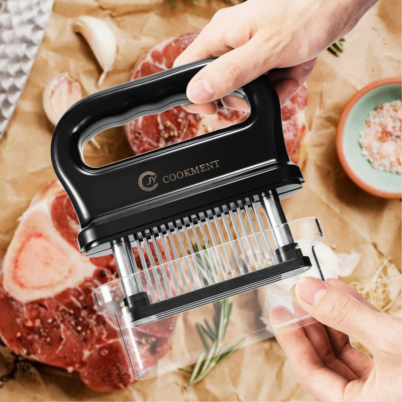 Meat Tenderizer with 48 Stainless Steel Ultra Sharp Needle Blades, Kitchen Cooking Tool Best for Tenderizing, BBQ, Marinade by JY COOKMENT Home & Garden > Kitchen & Dining > Kitchen Tools & Utensils JY outdoor   