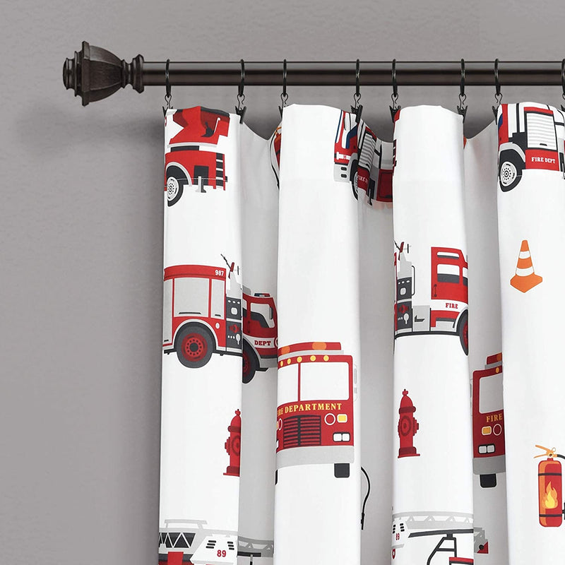 Make a Wish Red & White Fire Truck Window Curtain Panel Pair, 84" Long X 52" Wide, 84 Inches, 16T005275 Home & Garden > Decor > Window Treatments > Curtains & Drapes PB&J   