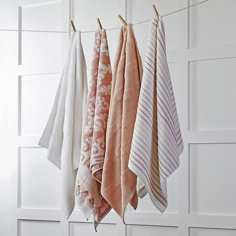SKL Home Mirage Fringe 100% Turkish Cotton Bath Towel, 28" X 54", Coral Pink Home & Garden > Linens & Bedding > Towels Saturday Knight Ltd   