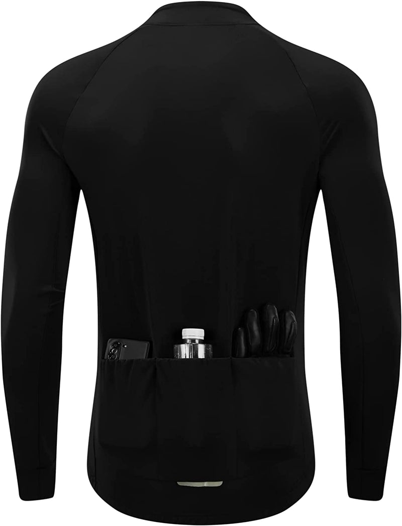 Qualidyne Men'S Winter Cycling Jersey Long Sleeve Fleece Thermal Bike Jacket Full Zip Bicycle Biking Shirt Cold Weather Sporting Goods > Outdoor Recreation > Cycling > Cycling Apparel & Accessories qualidyne   