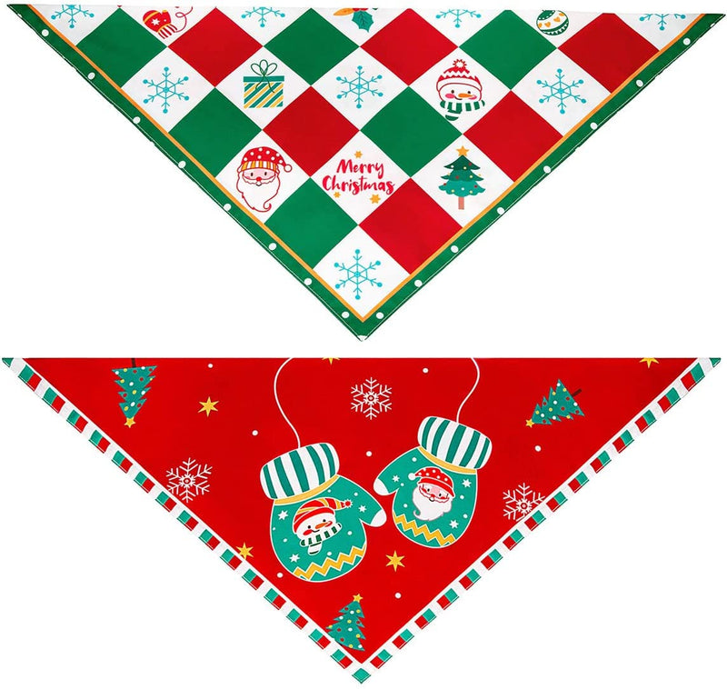 SLSON Christmas Dog Bandanas Large,2 Pack Reversible Xmas Decoration Dogs Scarf Accessories with Santa Claus Snowman Tree Bell Triangle Bibs Holiday Bandana for Large Dogs Cats Pets Sporting Goods > Outdoor Recreation > Winter Sports & Activities SLSON   