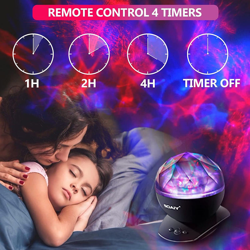 Star Projector, SOAIY Galaxy Projector for Bedroom, 8 Mode Lighting Shows, White Noise Aurora Projector with Timer and Speaker, Night Light Projector for Kids, Teenger, Adults, Ceiling, Room Decor