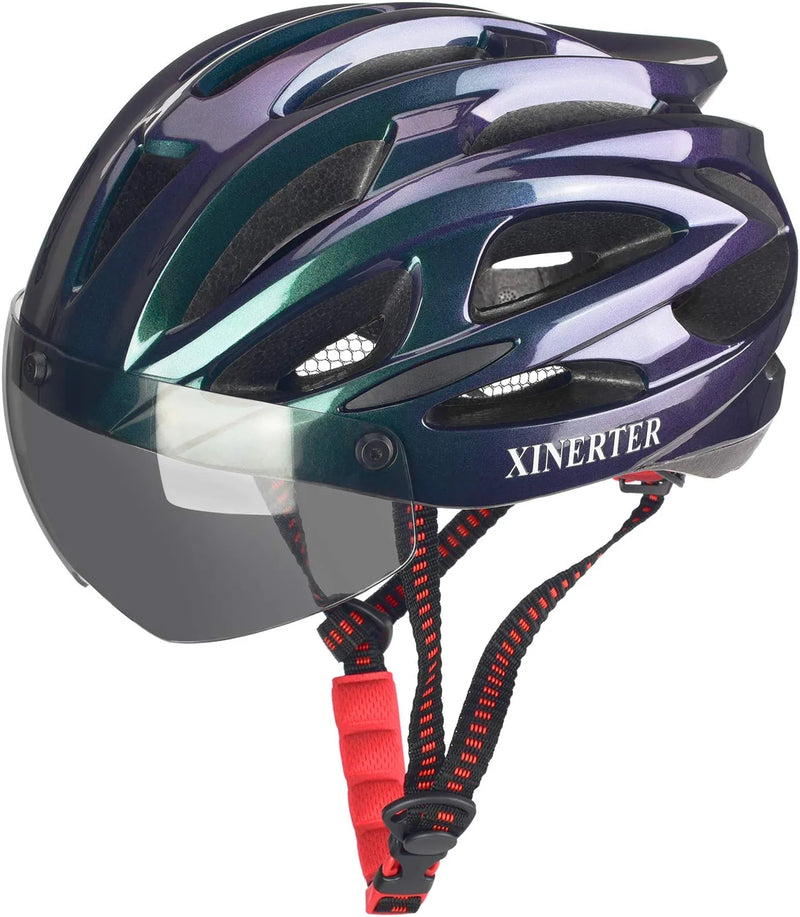 XINERTER Adult Bike Helmet Road Bike Helmet Cycling Mask Detachable Magnetic Goggles Visor Replacement Lining Removable Bicycle Helmets for Men and Women Adjustable Size 22-24 In. Sporting Goods > Outdoor Recreation > Cycling > Cycling Apparel & Accessories > Bicycle Helmets LXC Gradients  