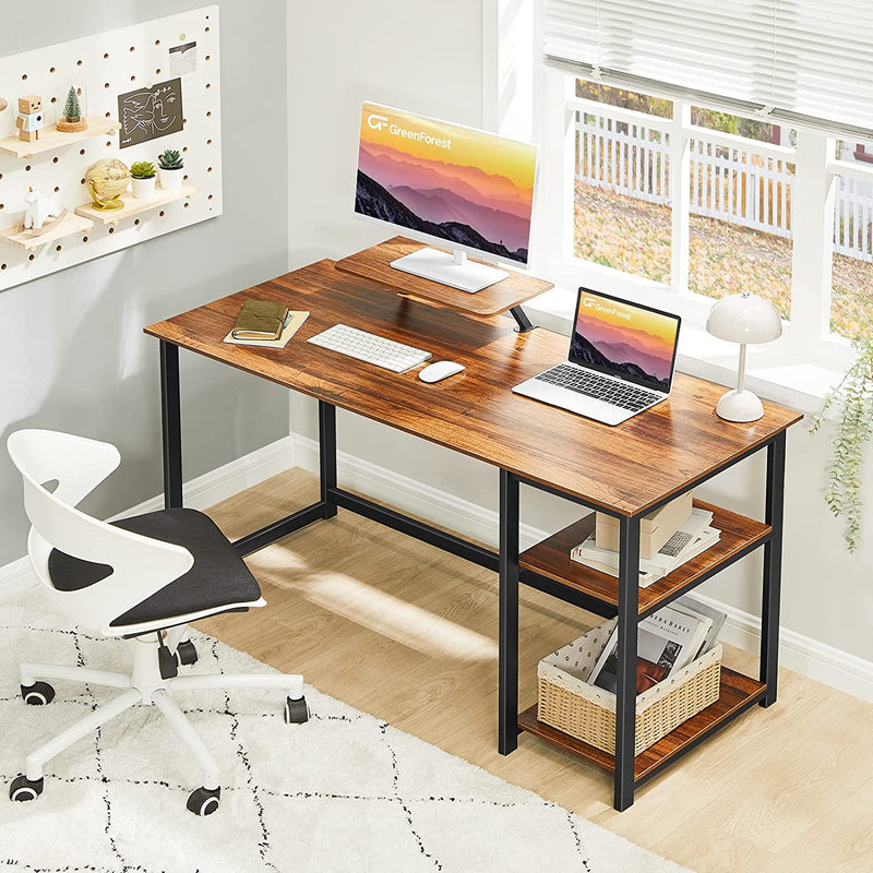 Greenforest Home Office Computer Desk with Monitor Stand and Reversible Storage Shelves,47 Inch Modern Writing PC Work Table,Easy Assembly,Walnut Home & Garden > Household Supplies > Storage & Organization GreenForest   