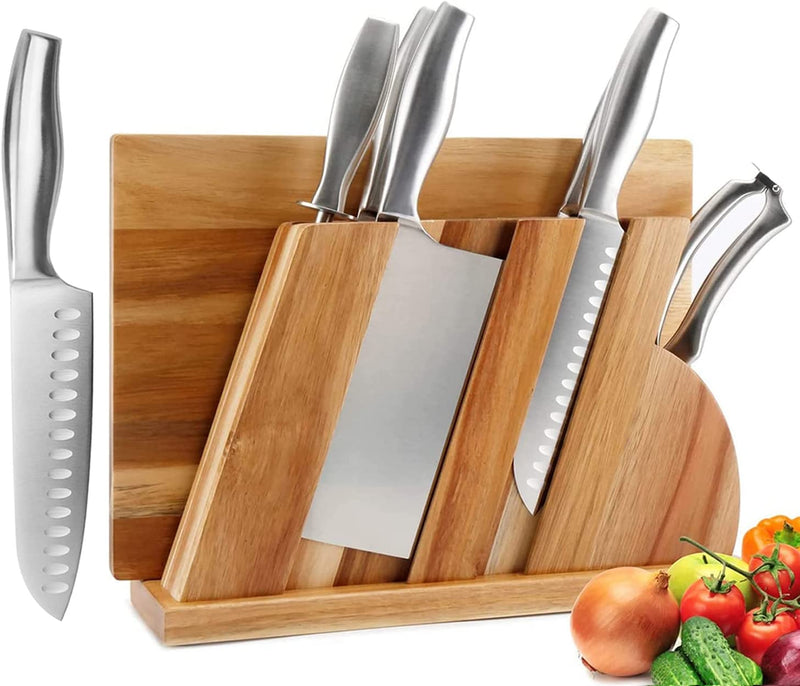 GOOD HELPER Knife Set, 8 Pieces Kitchen Knife Set with Block, Knife Block Set with Sharpener & Shears, Meat Cleaver Knife Set, Stainless Steel Hollow Handle Knife and Cutting Board Set