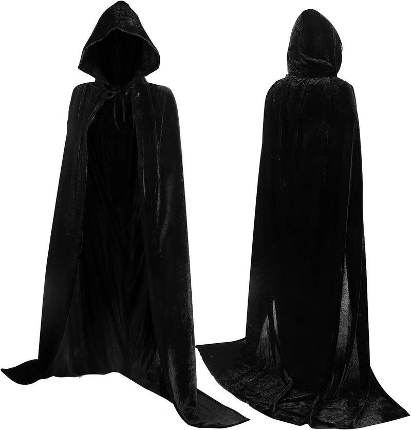Mayace Witch Cape, Halloween Hooded Cloak Cape Costume Women Long Hooded Cloak Velvet Cloak, Adult Halloween Tunic Hoodies Robe Cosplay Capes (Included 1 Pc Witch Cape, 59 Inches, Black)  mayace   