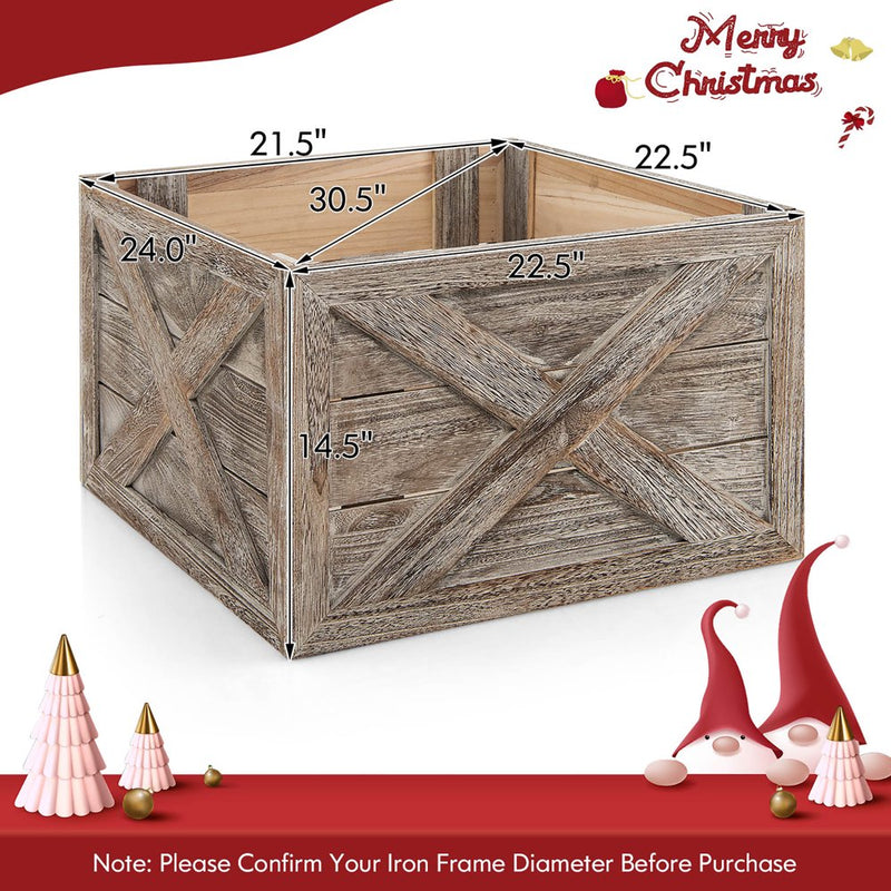 Costway Wooden Tree Collar Box Farmhouse Christmas Tree Skirt Cover 30.5 X 22.5 in Grey Home & Garden > Decor > Seasonal & Holiday Decorations > Christmas Tree Skirts Costway   