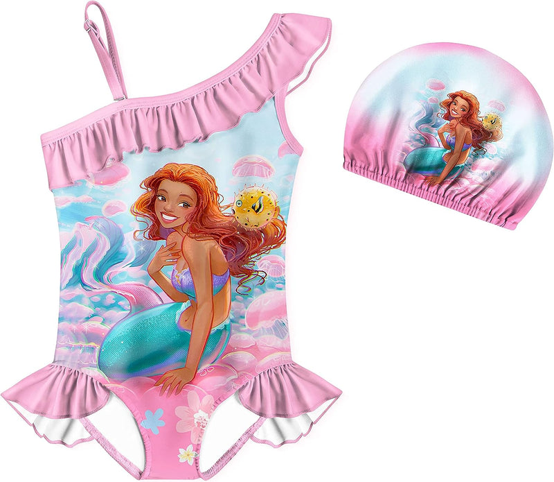 Little Girls Mermaid 2023 Costume Princess Dress up Clothes for Girls Ruffles Sleeve Home Shirt Wear for Kids  QASALOP C-Swimsuit-Pink 4-5T 