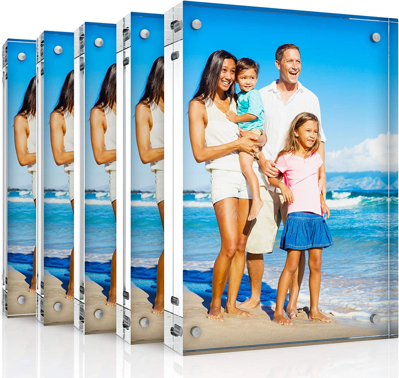 Clear Acrylic 4X6 Picture Frame: Unum Magnetic Floating Picture Frames / Photo Display Stands - Frameless Double Sided Photo Holder - 4 X 6 Inch Acrylic Block Frame for a Desk, Shelf or Table (5) Home & Garden > Decor > Picture Frames Unum   