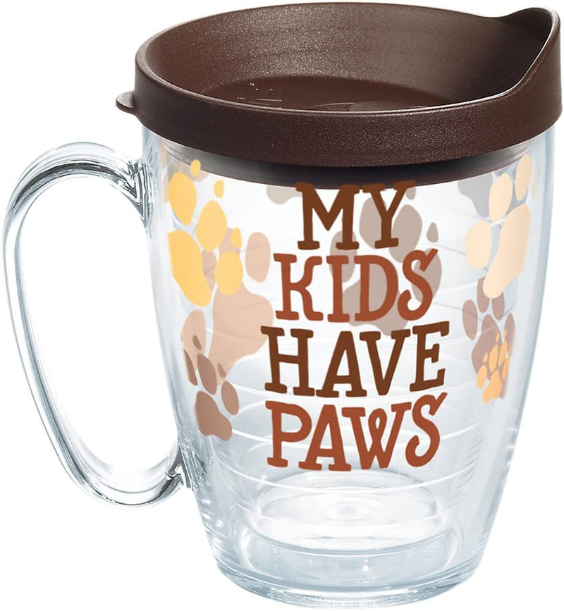 Tervis My Kids Have Paws Made in USA Double Walled Insulated Tumbler Cup Keeps Drinks Cold & Hot, 16Oz Mug, Clear