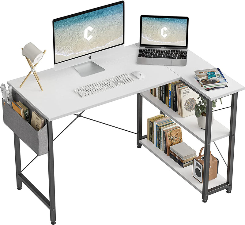 Cubicubi 47 Inch Small L Shaped Computer Desk with Storage Shelves Home Office Corner Desk Study Writing Table, White Home & Garden > Household Supplies > Storage & Organization CubiCubi White 40 inch 