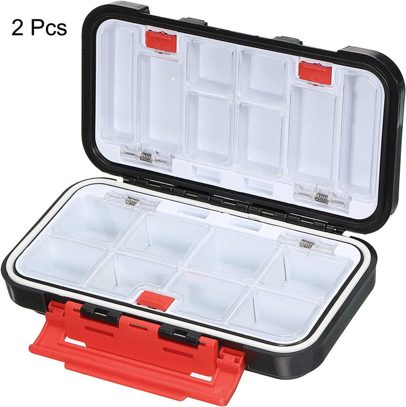 PATIKIL Waterproof Fishing Lure Box, 2 Pack Two-Sided Plastic Fish Tackle Bait Case Storage Container, Black Sporting Goods > Outdoor Recreation > Fishing > Fishing Tackle PATIKIL   