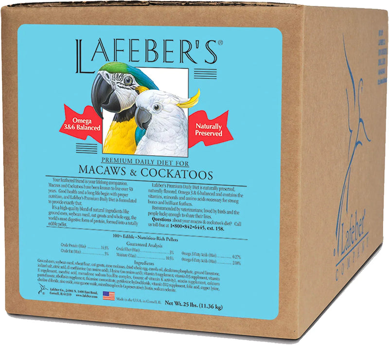 Lafeber Premium Daily Diet Pellets Pet Bird Food, Made with Non-Gmo and Human-Grade Ingredients, for Macaws and Cockatoos, 5 Lb Animals & Pet Supplies > Pet Supplies > Bird Supplies > Bird Food Lafeber Company Classic 25 Pound (Pack of 1) 