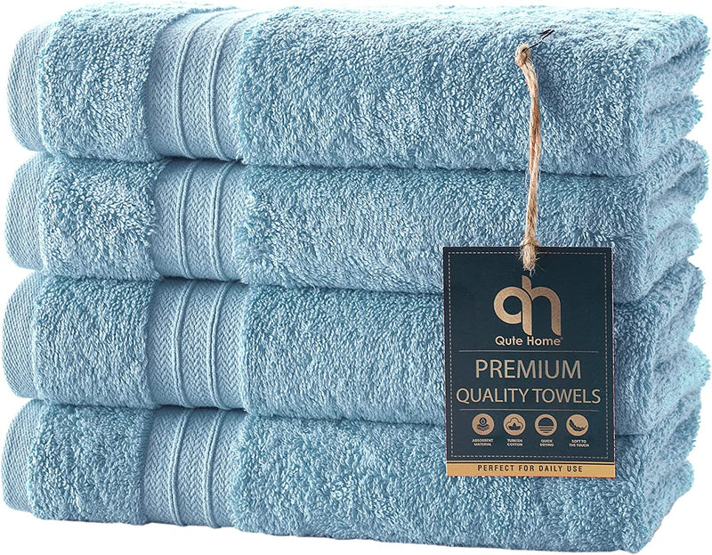 Qute Home 4-Piece Washcloths, Bosporus Collection 100% Turkish Cotton Premium Quality Towels for Bathroom, Quick Dry Soft and Absorbent Turkish Towel, Set Includes 4 Wash Cloths (Coral Red) Home & Garden > Linens & Bedding > Towels Qute Home Sky Blue 16"x30" Hand Towels 