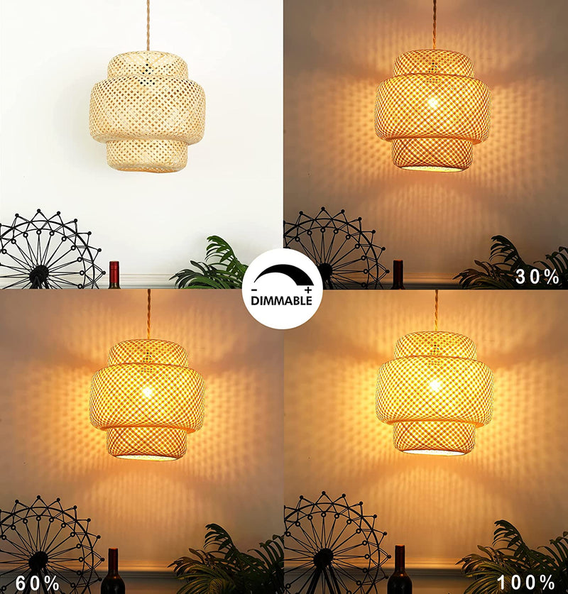 Plug in Pendant Light Rattan Hanging Lights with Plug in Cord Bamboo Hanging Lamp Dimmable,Handmade Woven Boho Wicker Basket Lamp Shade,Plug in Ceiling Light Fixture for Living Room Bedroom Kitchen Home & Garden > Lighting > Lighting Fixtures QIYIZM   