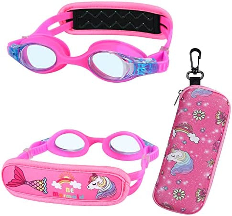 Ruigao Kids Swim Goggles Age 2-6, Toddler Goggles No Hair Pull, Swimming Goggles with Case/Soft Band Sporting Goods > Outdoor Recreation > Boating & Water Sports > Swimming > Swim Goggles & Masks RuiGao Pink / Lavender  