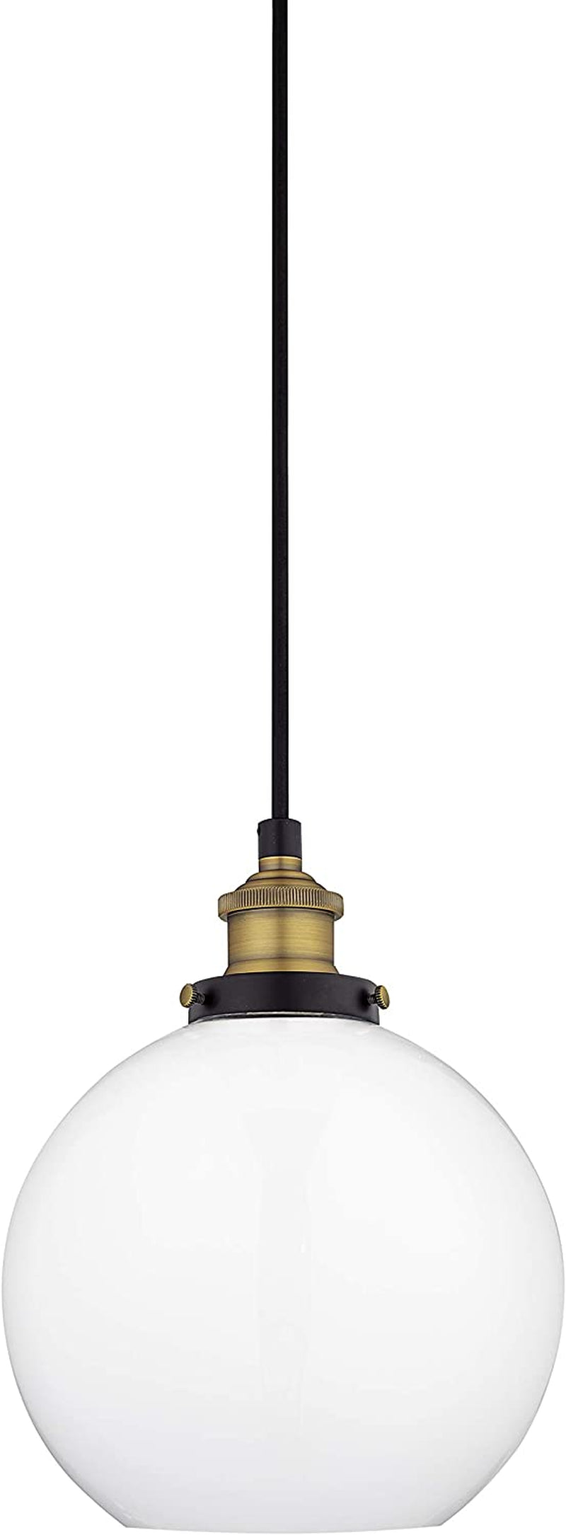 Linea Di Liara Primo Large Black and Gold Glass Globe Pendant Light Fixture Farmhouse Pendant Lighting for Kitchen Island Mid Century Modern Ceiling Light Clear Glass Shade, UL Listed Home & Garden > Lighting > Lighting Fixtures Linea di Liara Black/Brass Milk Glass 