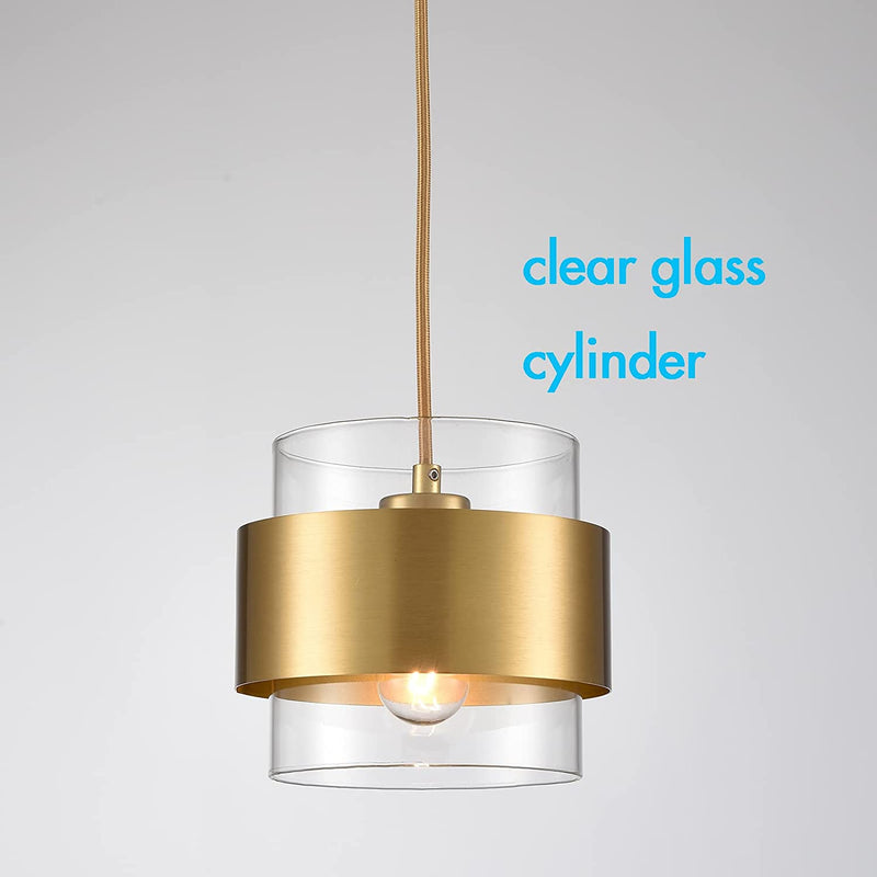 CLAXY Modern Brass Kitchen Pendant Light Height Adjustable Pendant Light Clear Glass Shade Home & Garden > Lighting > Lighting Fixtures CLAXY   