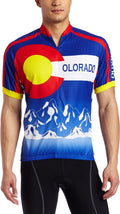 CANARI Men'S Souvenir Short Sleeve Cycling/Biking Jersey Sporting Goods > Outdoor Recreation > Cycling > Cycling Apparel & Accessories Getting Fit Colorado-cobalt X-Large 