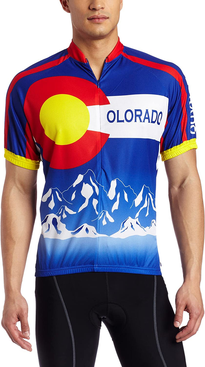 CANARI Men'S Souvenir Short Sleeve Cycling/Biking Jersey Sporting Goods > Outdoor Recreation > Cycling > Cycling Apparel & Accessories Getting Fit Colorado-cobalt X-Large 